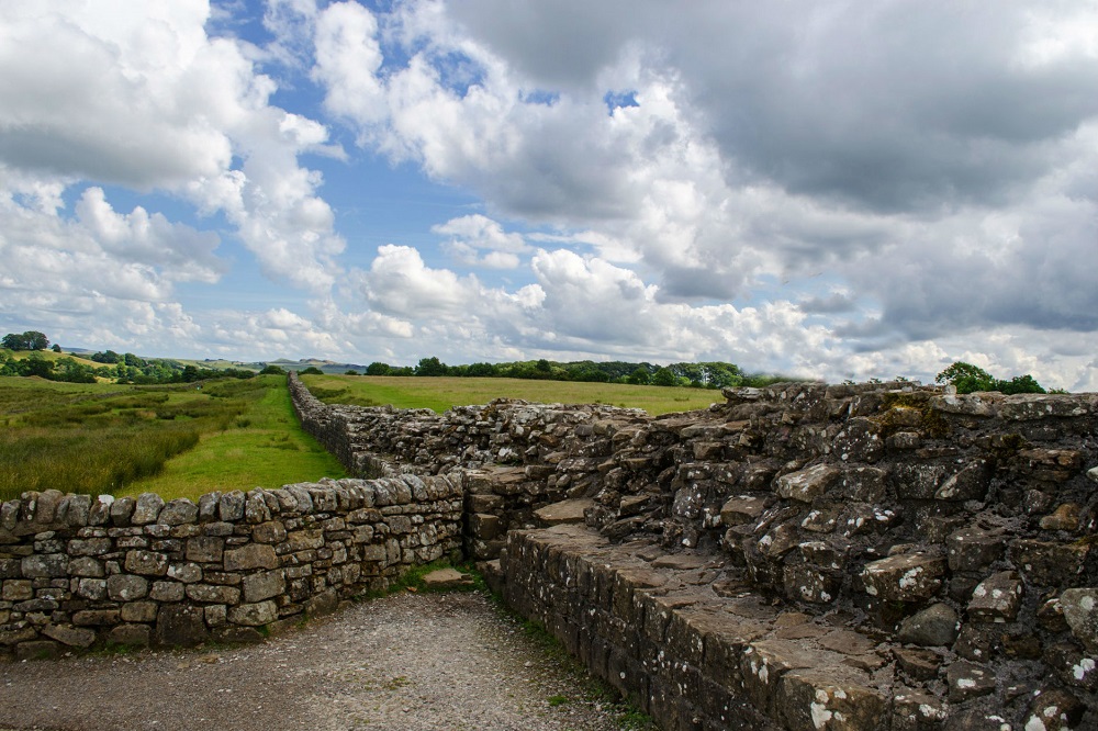 Een detail van de Muur van Hadrianus te Engeland